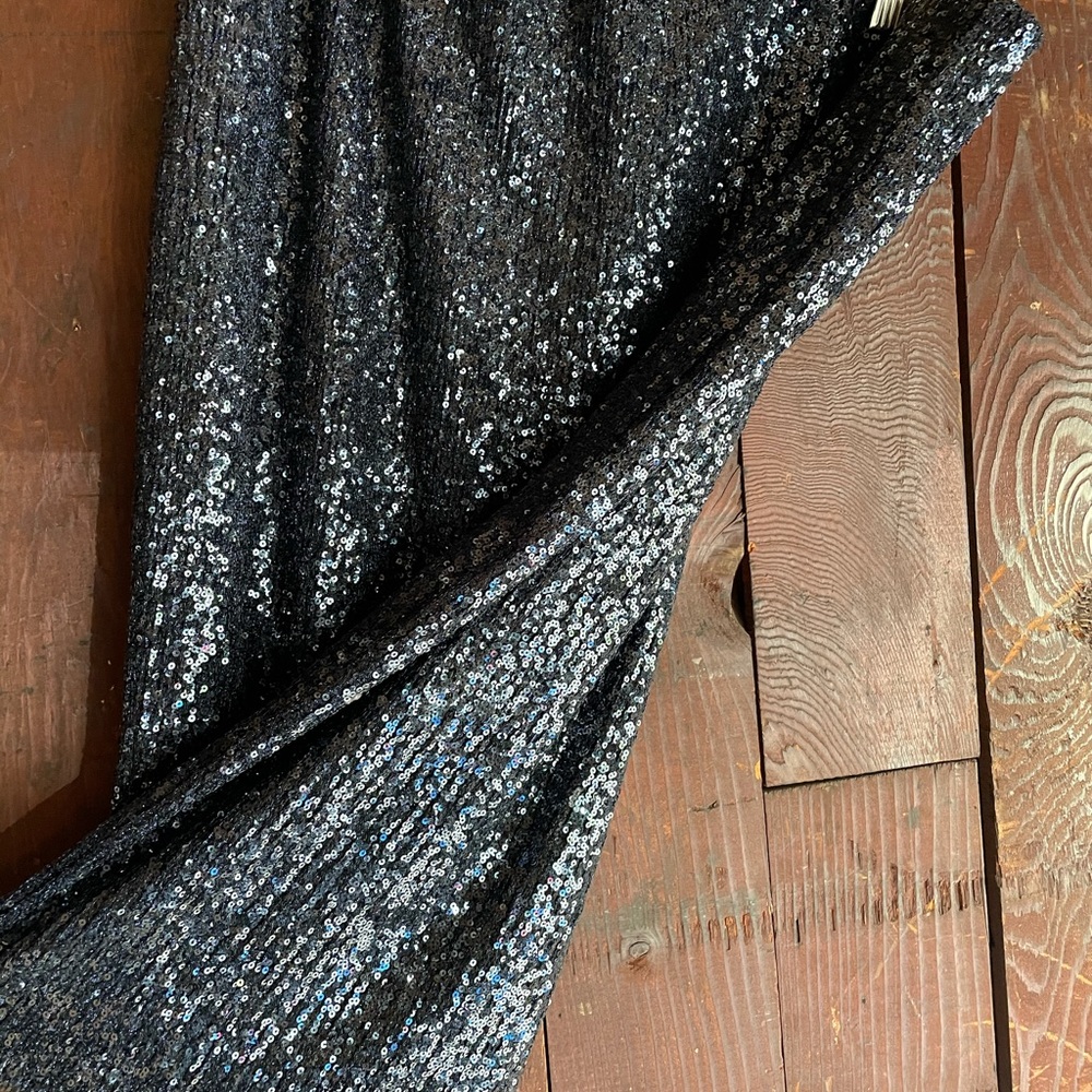 Blue Sequin Midi Skirt